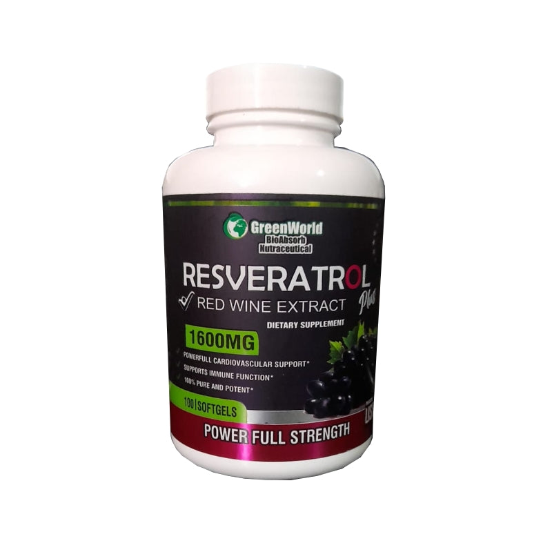 Resveratrol Americano 1600mg Green World 100 Capsulas Extrato De Vino Tinto